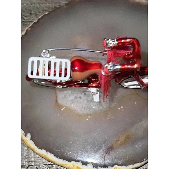 Napier Bicycle Brooch Bike Red Retro Bike Brooch Articulated Movement - Picture 4 of 7